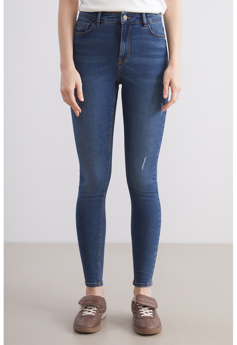 Blugi skinny cu talie inalta - Albastru