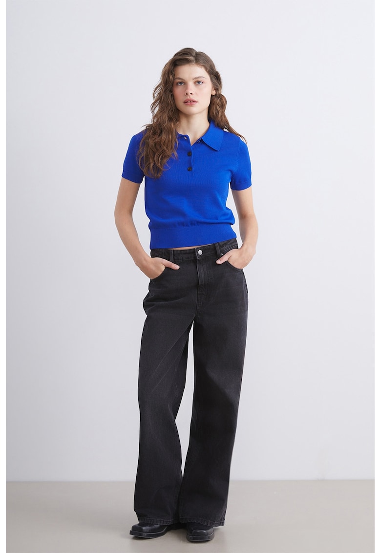 Blugi uni cu croiala ampla - Negru