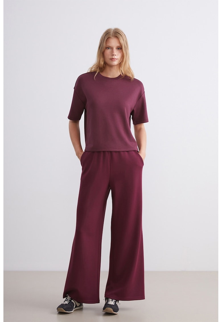 Pantaloni de trening din amestec de modal cu croiala ampla - Violet tyrian