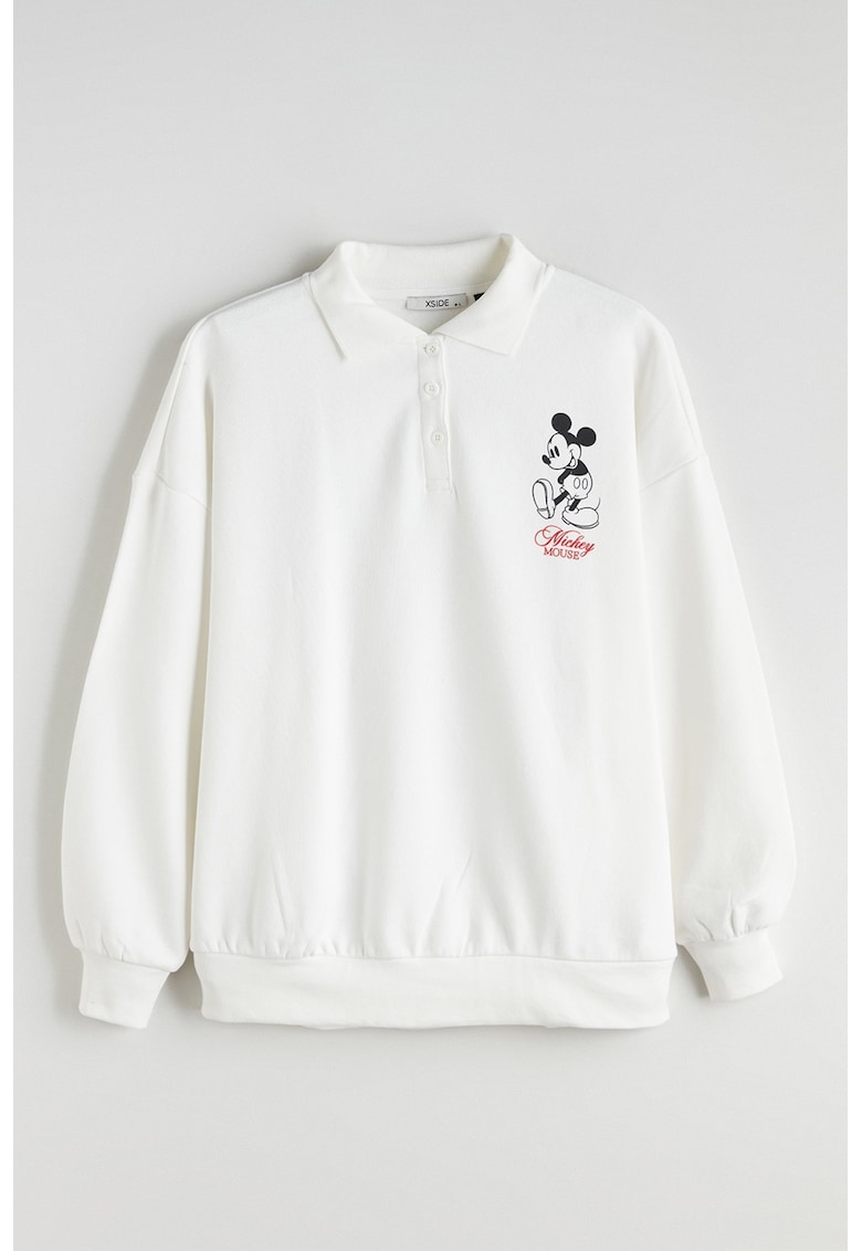 Bluza polo de trening cu imprimeu text - Rosu/Alb