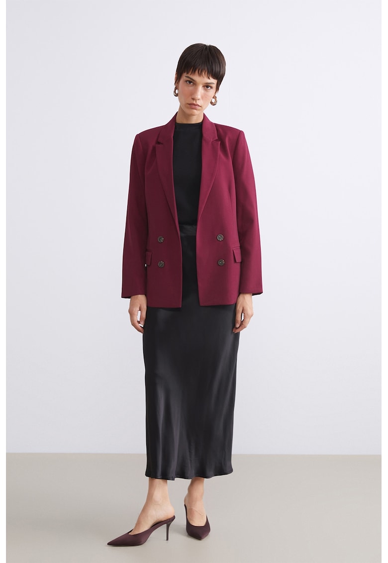 Fusta midi cu aspect de satin - Negru