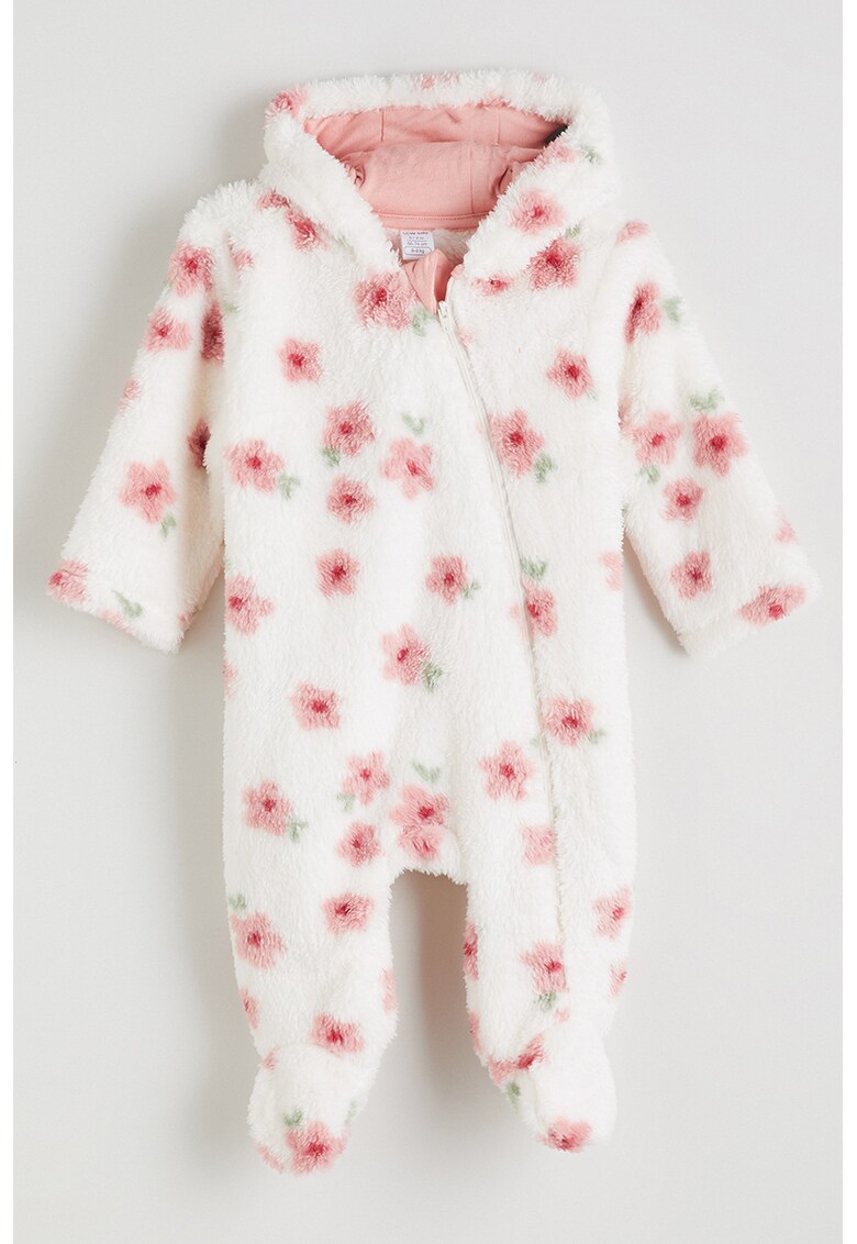 Salopeta cu model floral - Alb/Verde deschis/Roz