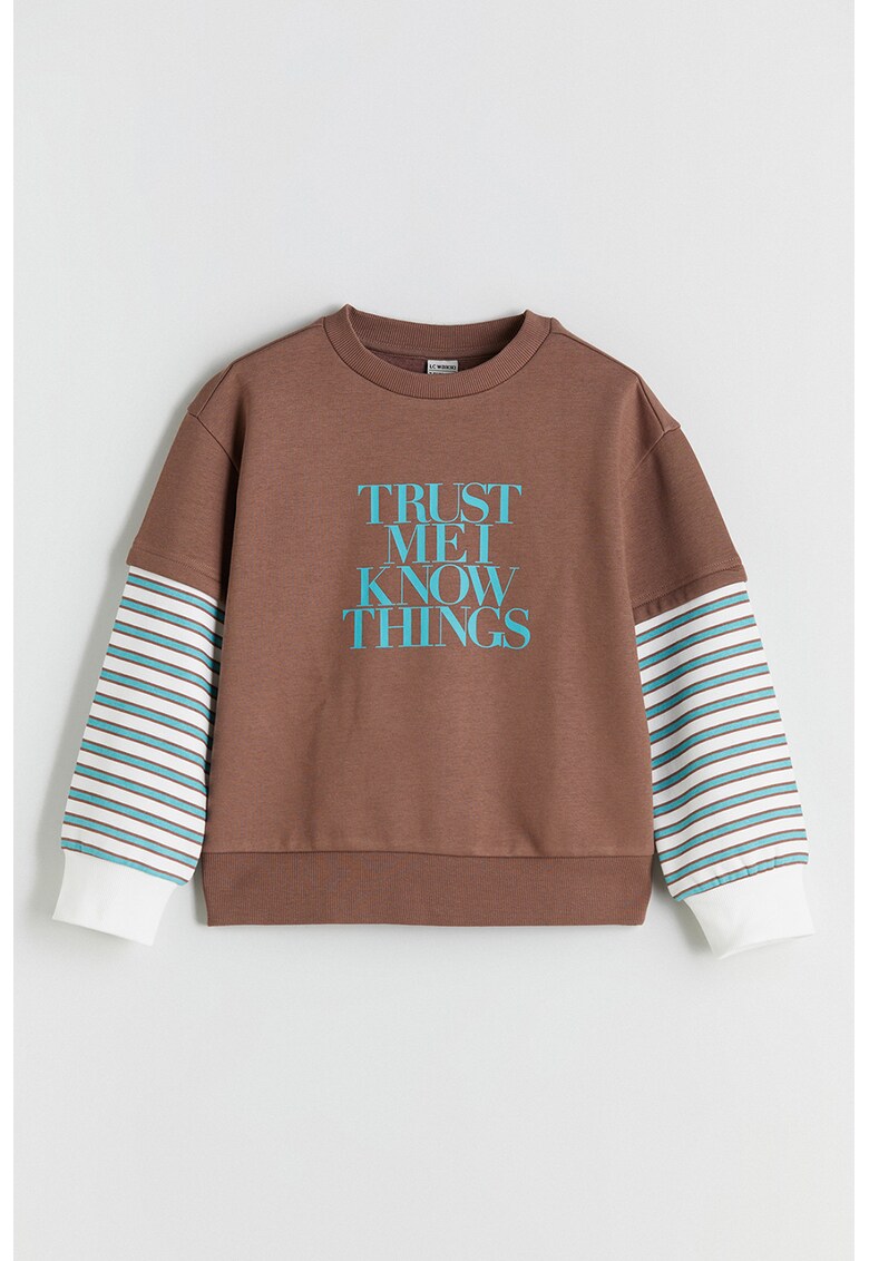 Bluza de trening cu aspect 2in1 - Alb/Maro