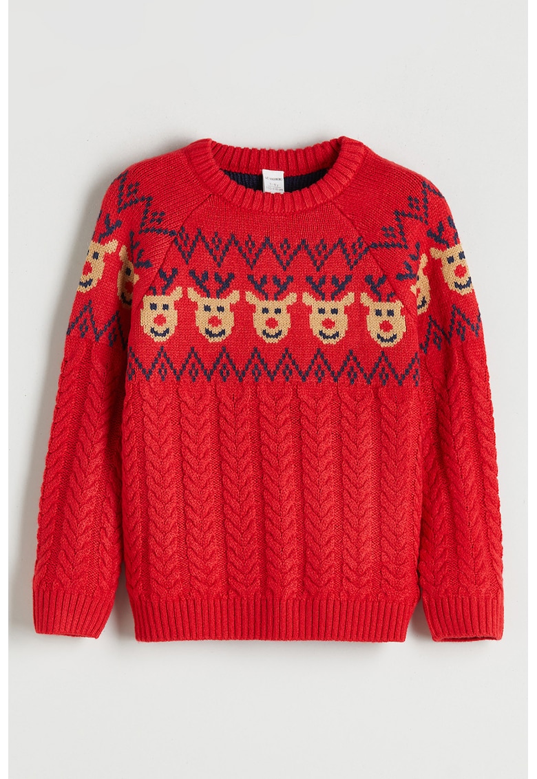 Pulover cu model de Craciun si model torsade