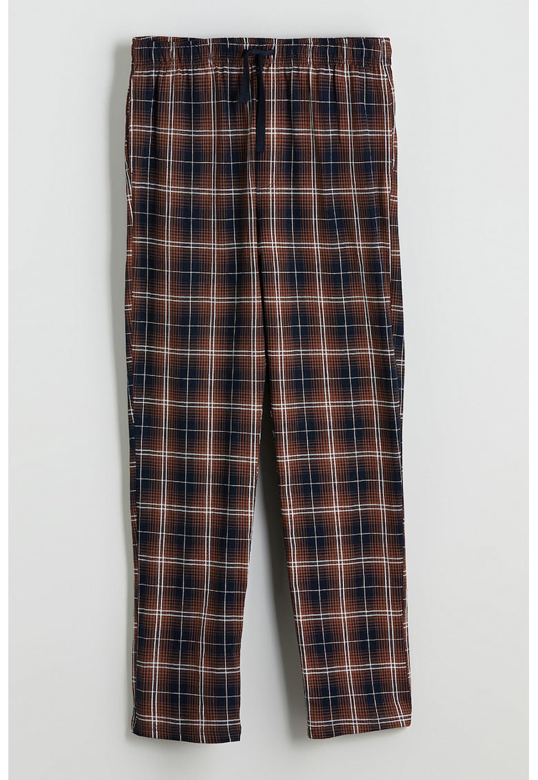 Pantaloni de pijama de bumbac in carouri - Maro/Albastru ultramarin