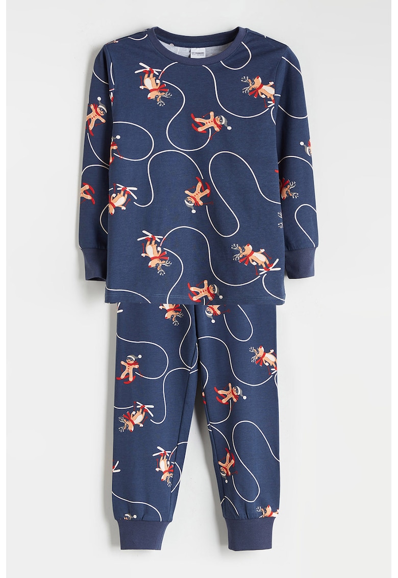 Pijama cu imprimeu grafic - Bleumarin