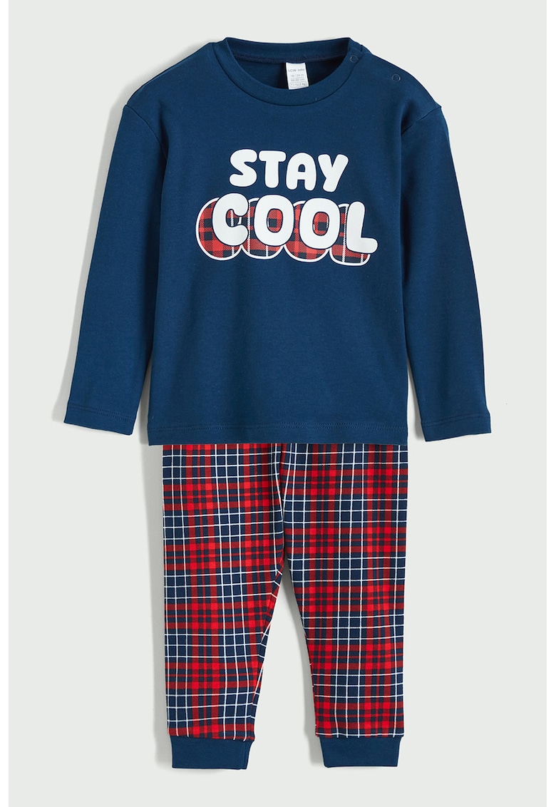 Pijama de bumbac cu model - Rosu/Bleumarin