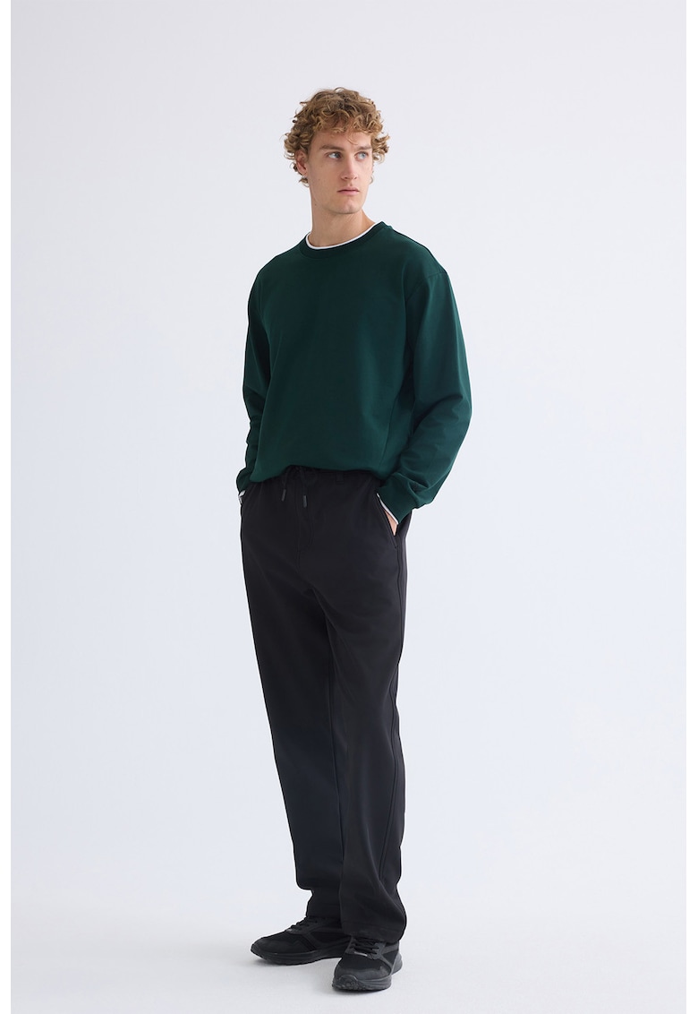 Pantaloni drepti cu snur - Gri carbune