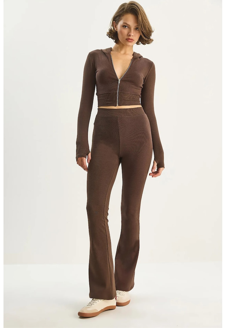 Compleu dama - doua piese - maro - bumbac-lycra