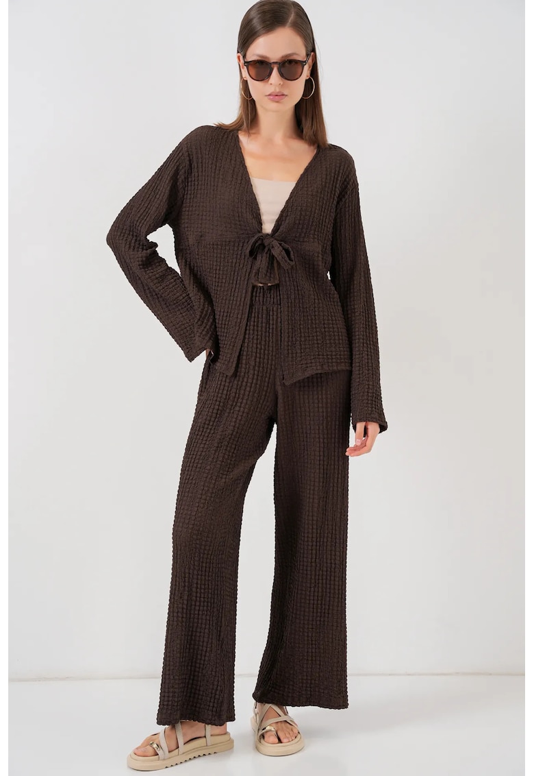 Compleu dama - din doua piese - maro - jerseu