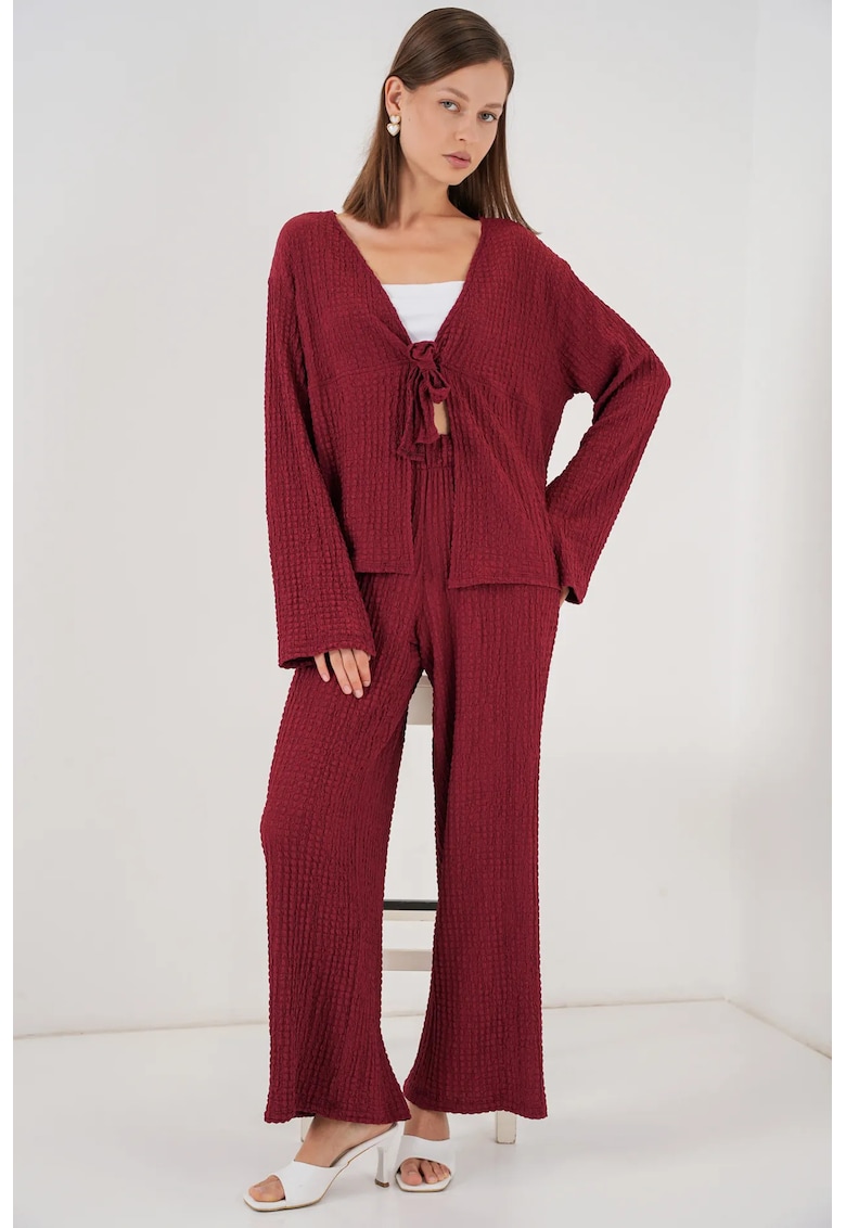 Compleu din doua piese - texturat - rosu - jerseu