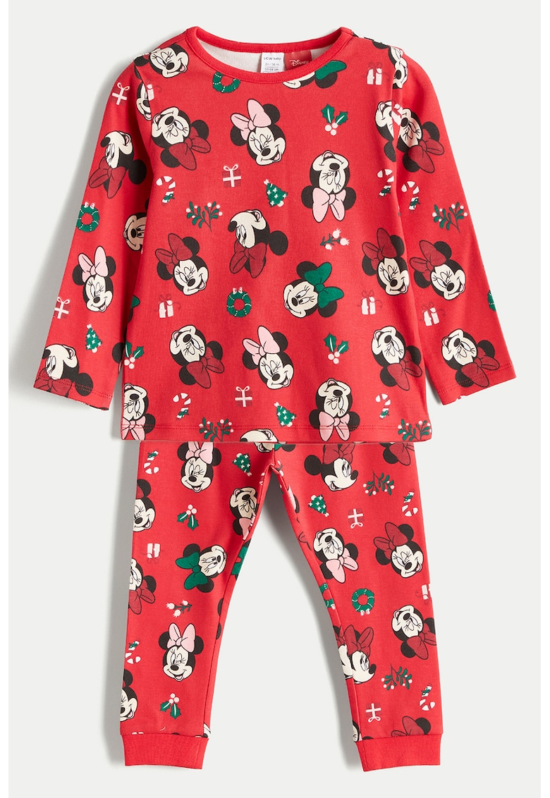 Pijama lunga de Craciun cu Minnie Mouse - Rosu/Negru