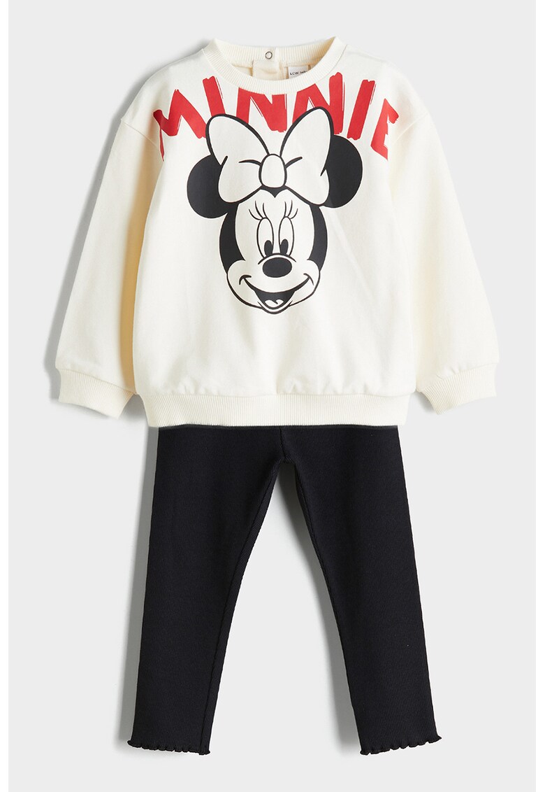 Set de bluza cu model Minnie Mouse si colanti - Rosu/Alb/Negru