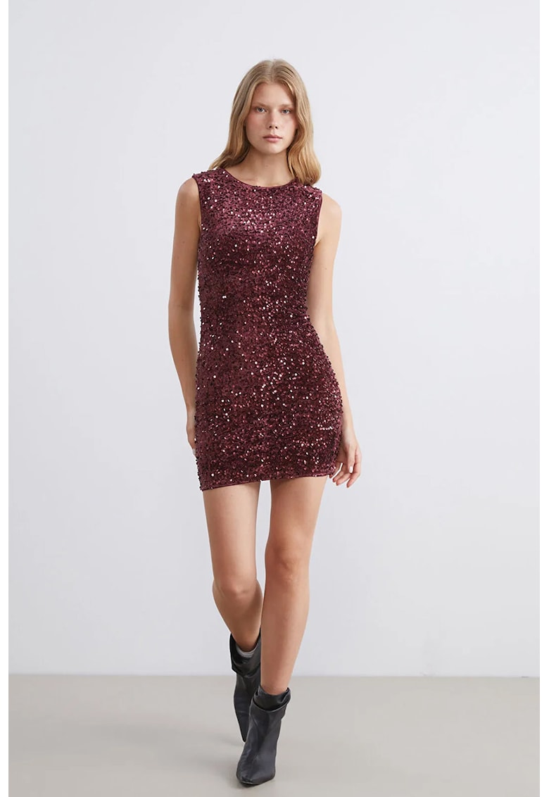Rochie scurta cambrata - Visiniu