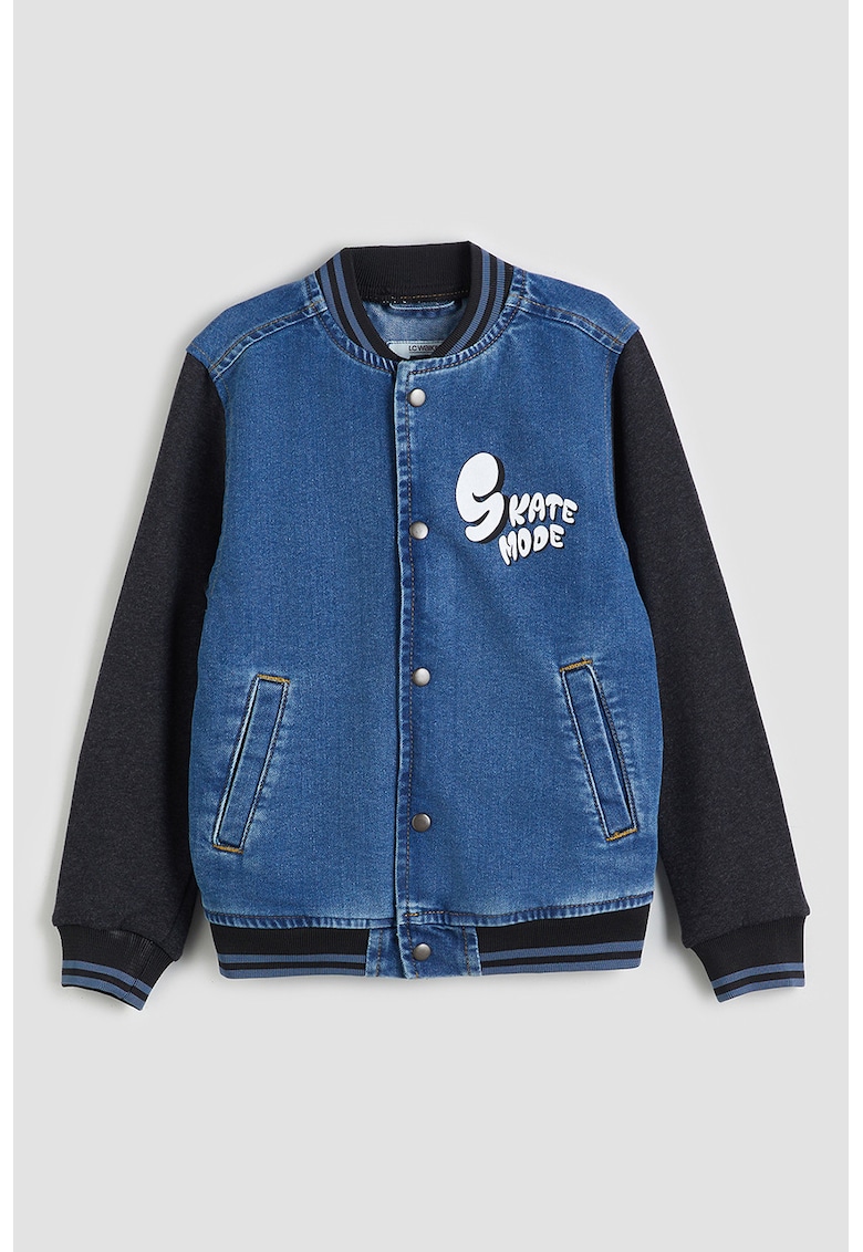 Jacheta college de denim - Negru/Albastru inchis