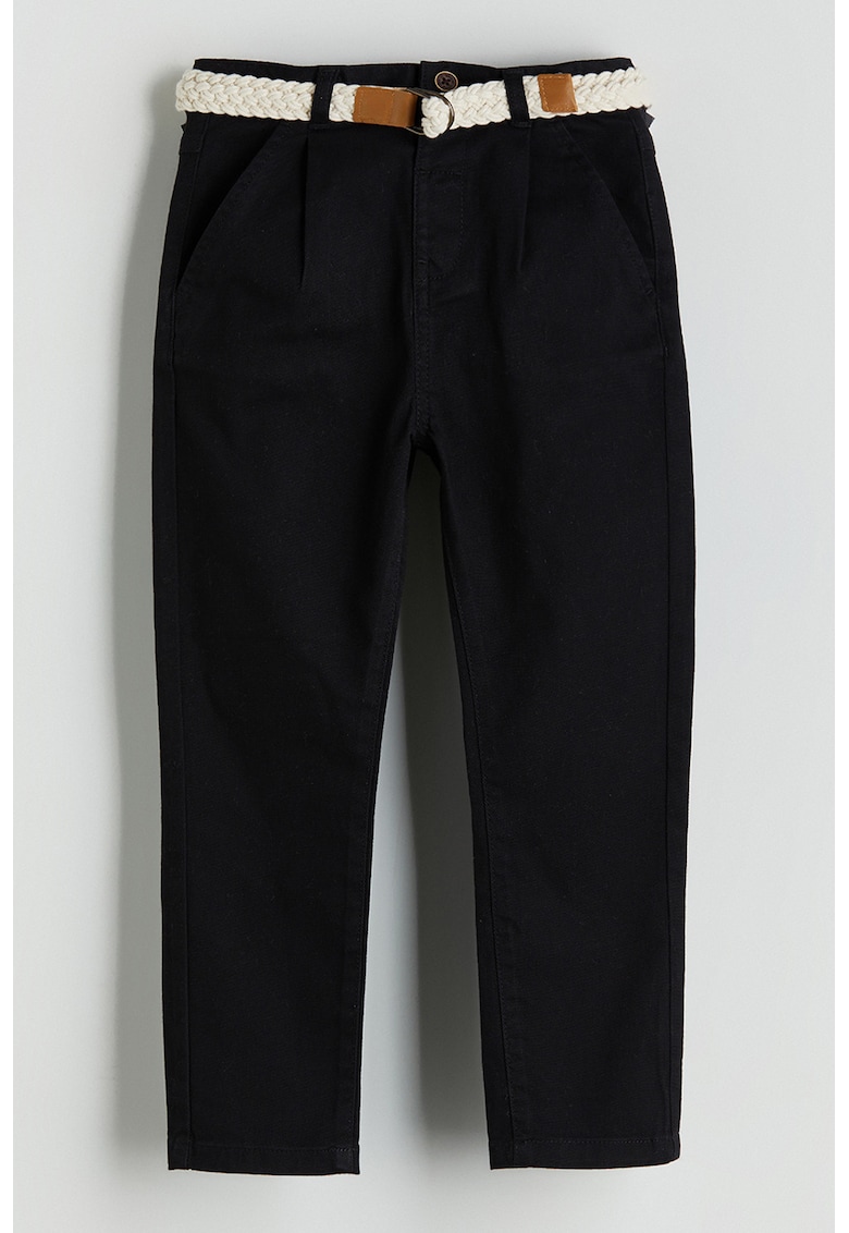 Pantaloni cu o curea impletita Gabardine - Negru
