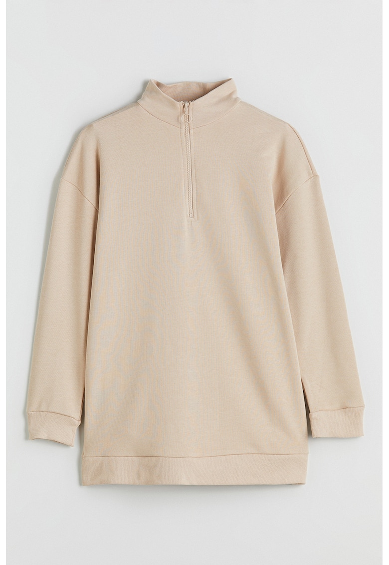 Bluza de trening uni cu fenta cu fermoar - Maro nisip