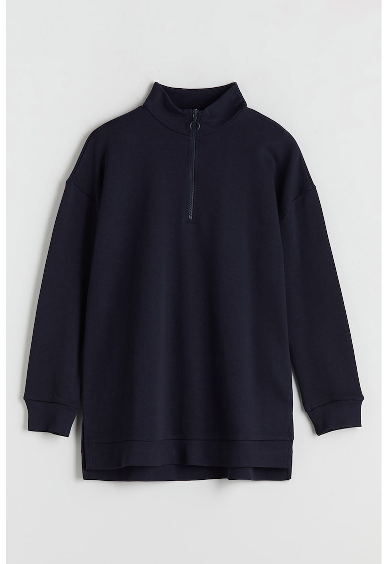 Bluza de trening uni cu fenta cu fermoar - Bleumarin