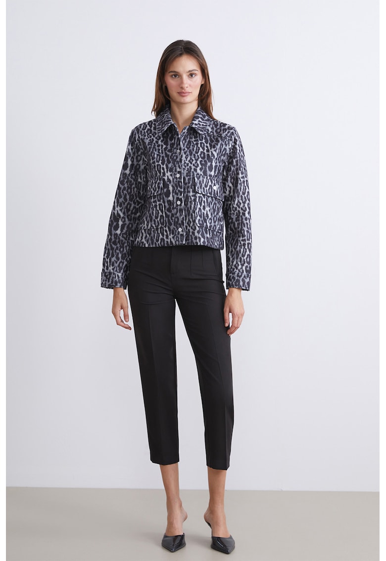 Jacheta cu model si buzunare frontale - Alb/Negru/Albastru indigo