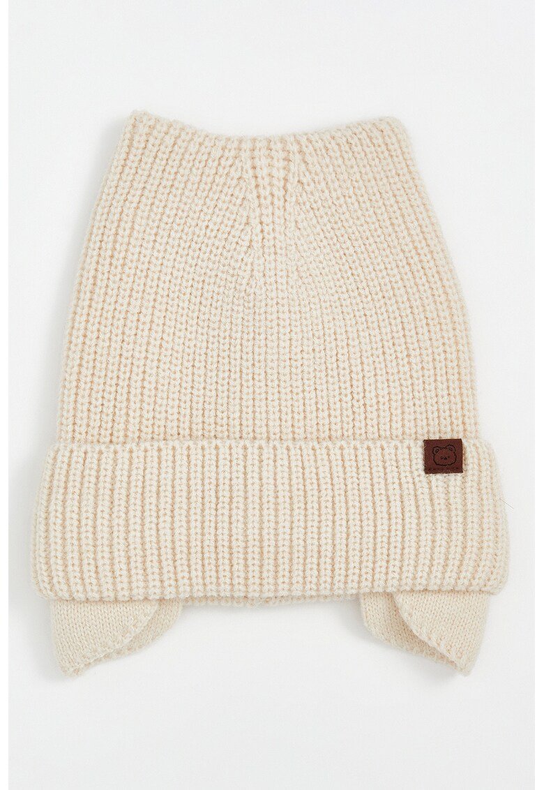 Caciula tricotata cu aplicatie - Maro nisip