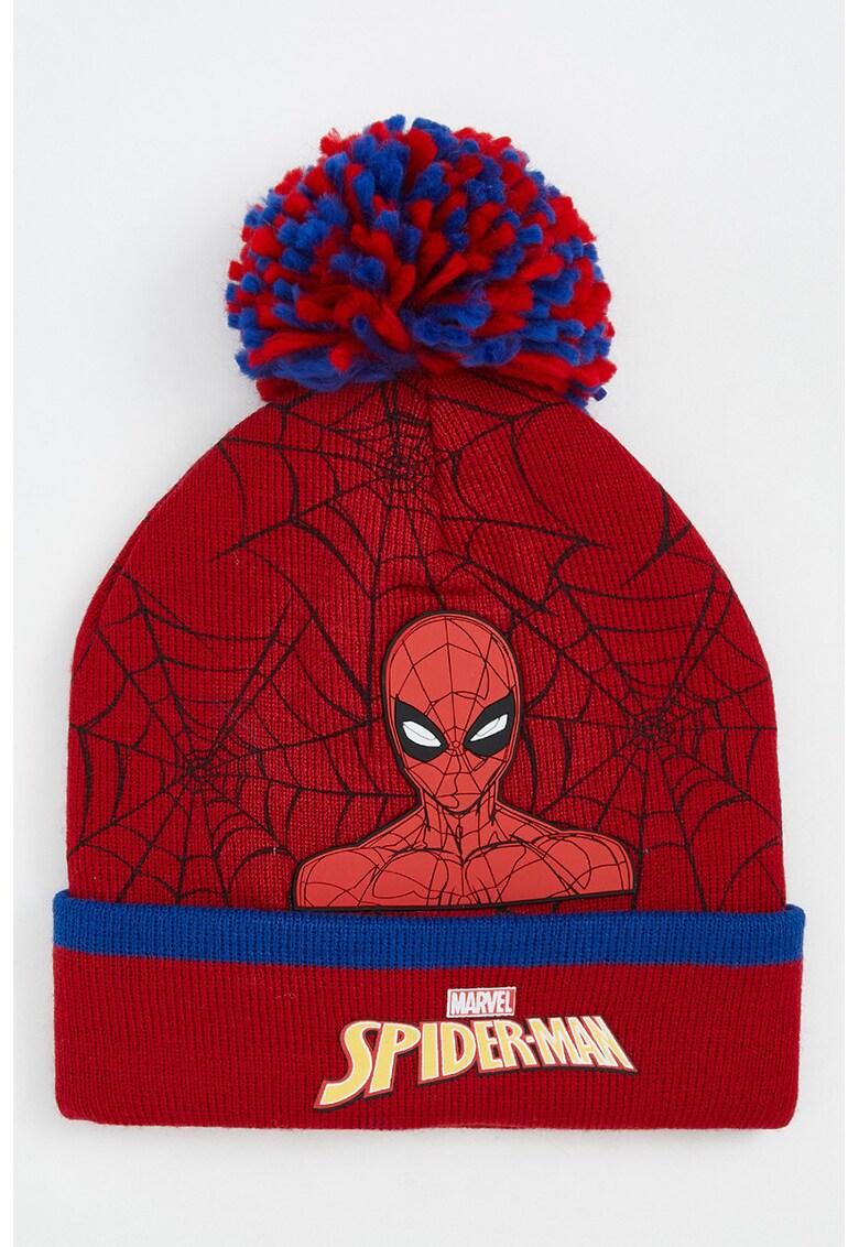 Caciula cu ciucuri si imprimeu Spiderman - Rosu/Albastru