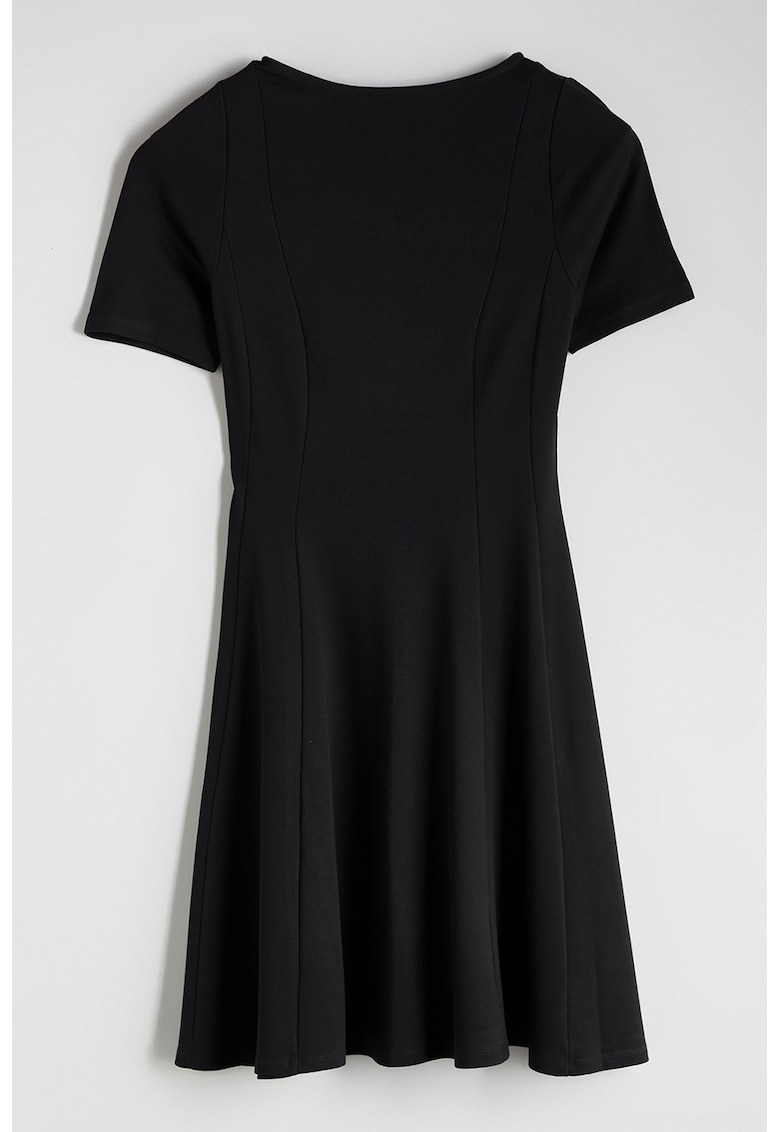 Rochie mini cu decolteu la baza gatului - Negru