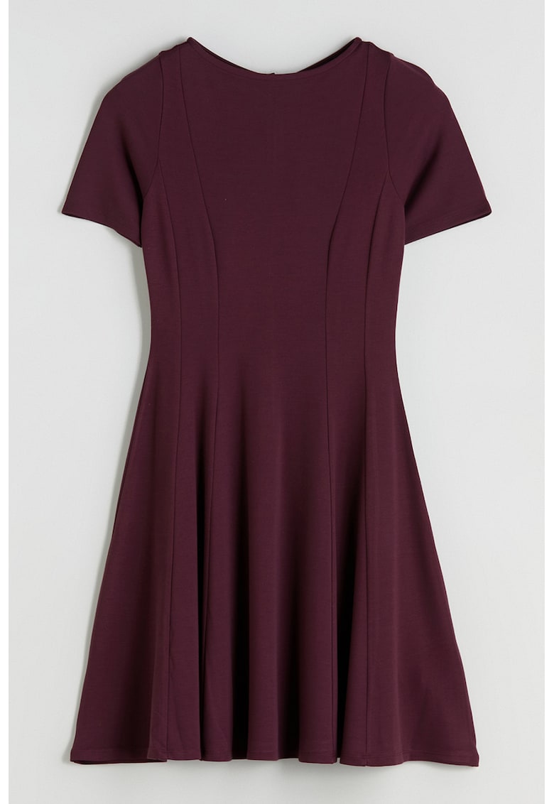 Rochie mini cu decolteu la baza gatului - Violet pruna