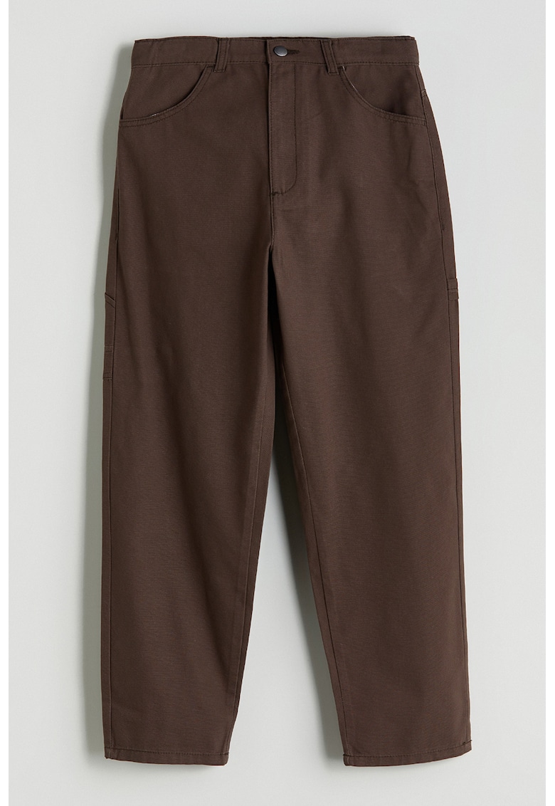 Pantaloni de bumbac cu talie medie - Maro