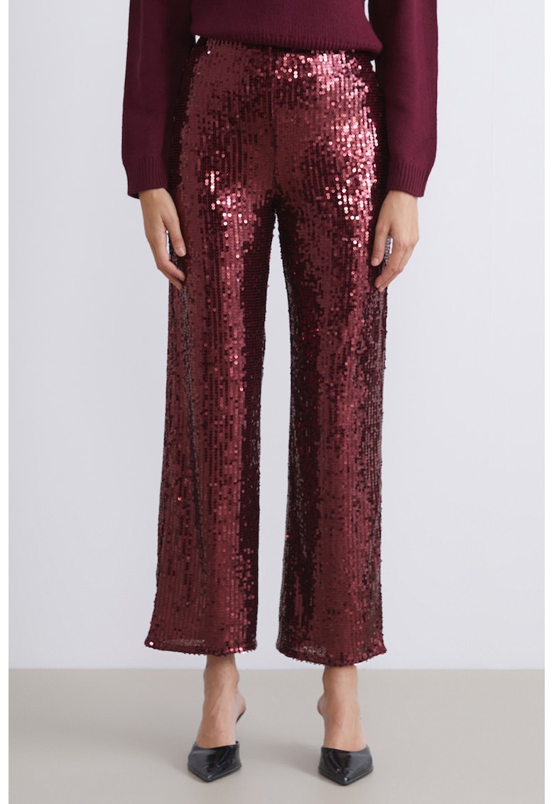 Pantaloni crop cu paiete