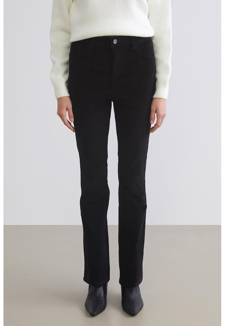 Pantaloni slim fit cu talie inalta - Negru