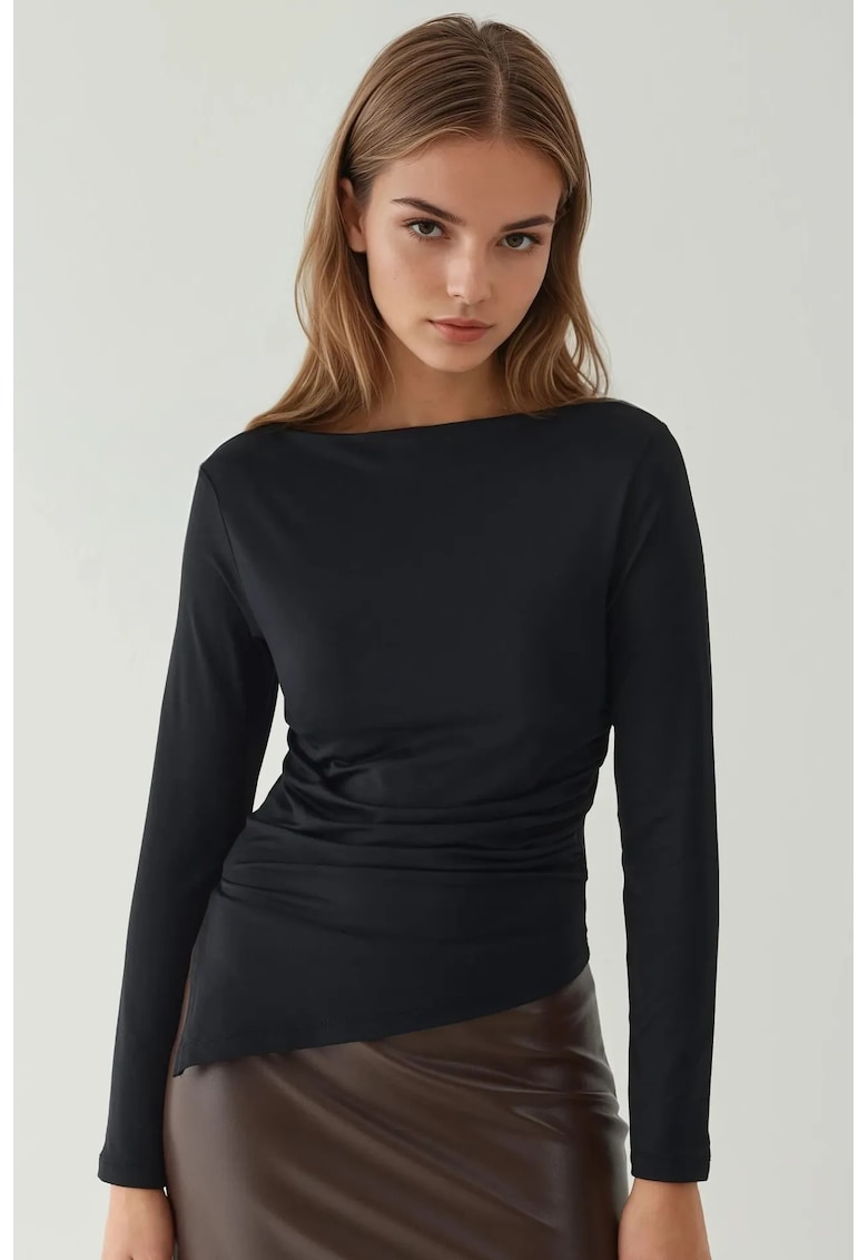 Bluza dama cu maneca lunga - negru - jerseu