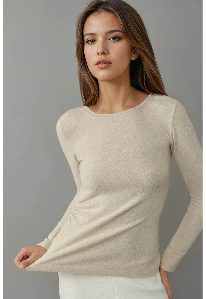 Bluza dama - maneca lunga - ivory natural - jerseu