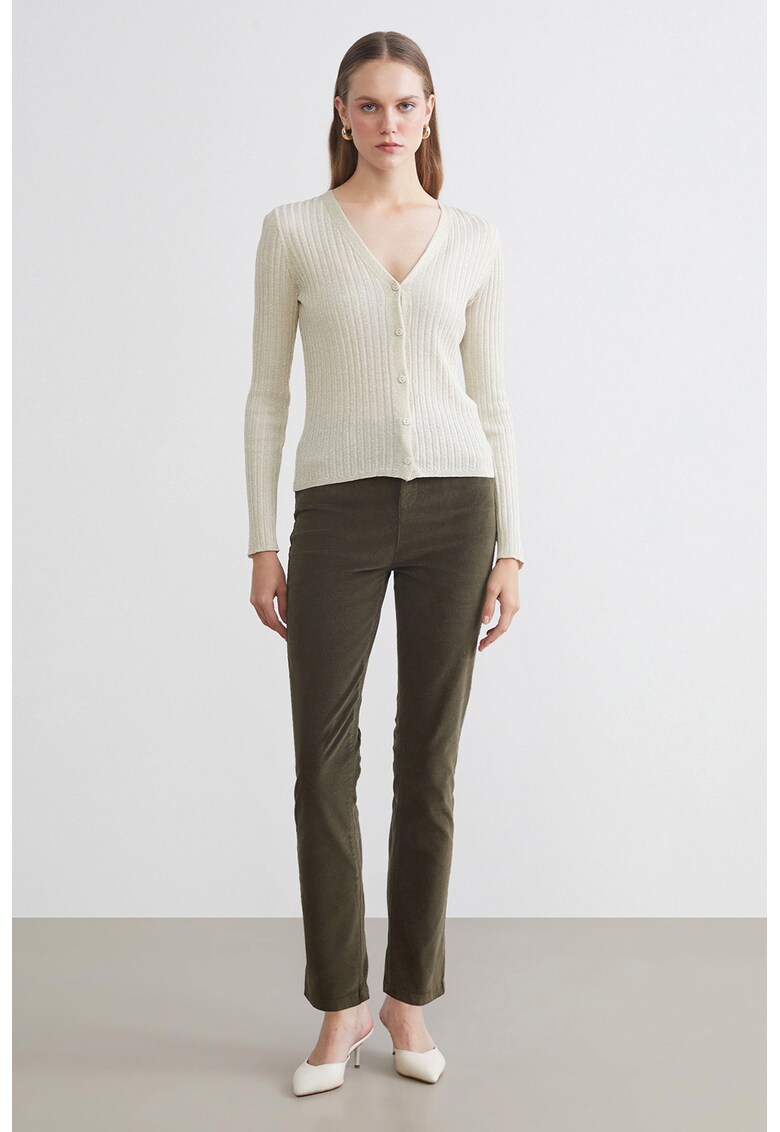 Blugi skinny cu talie medie - Kaki inchis