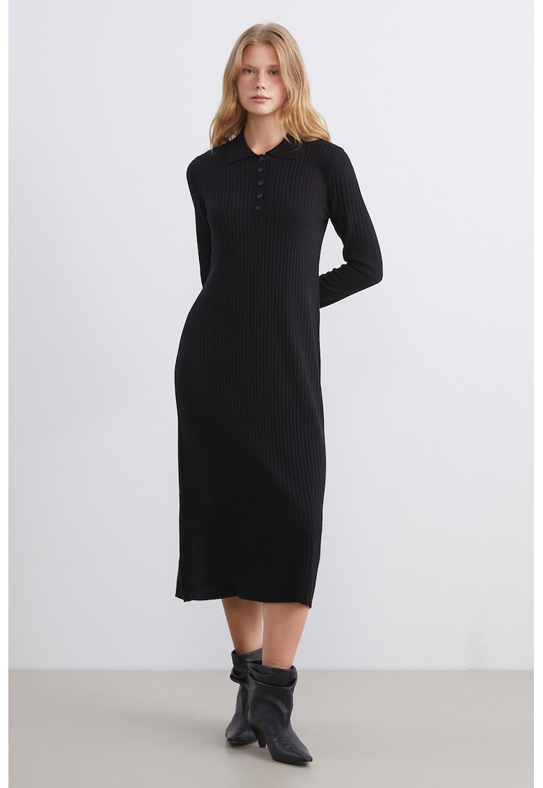 Rochie midi uni - Negru