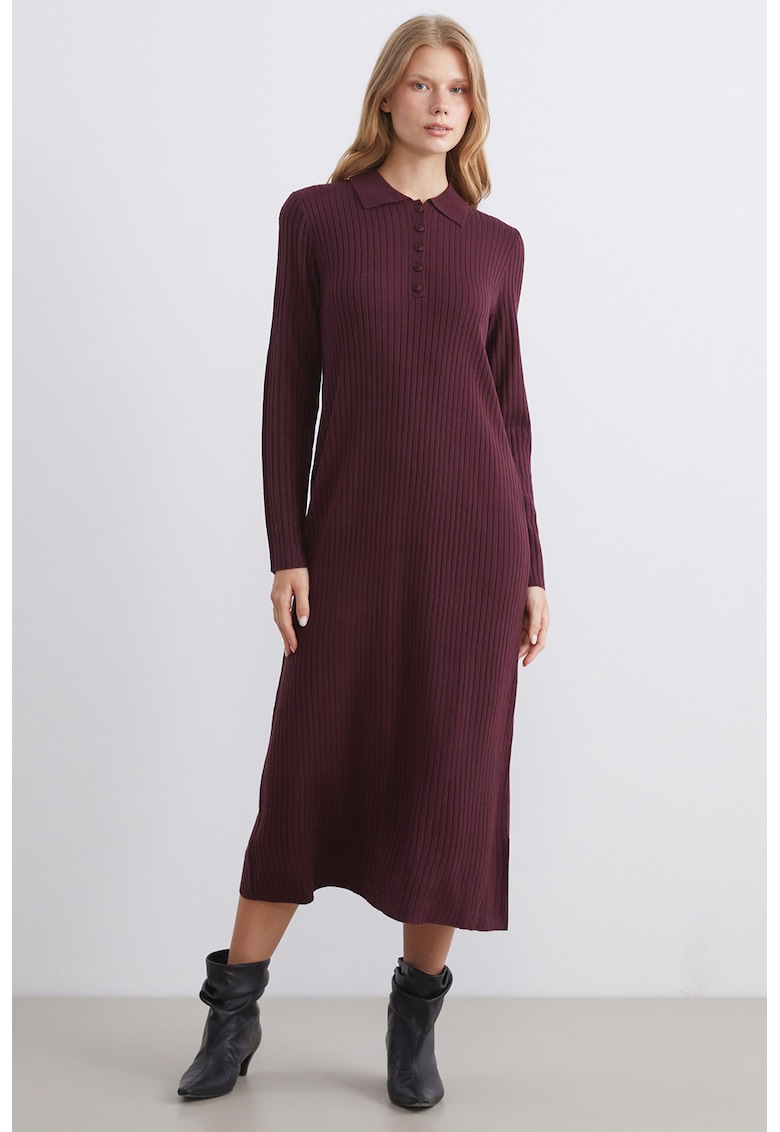 Rochie midi uni - Violet tyrian