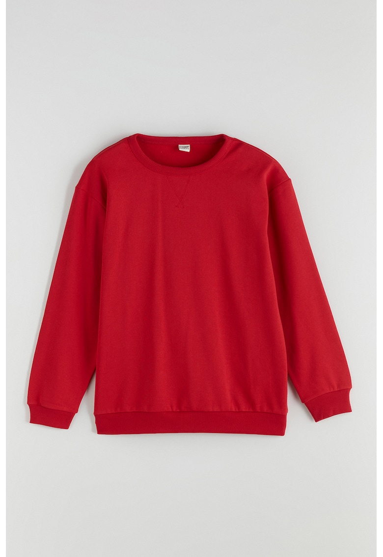 Bluza de trening cu maneci cazute si model uni - Rosu