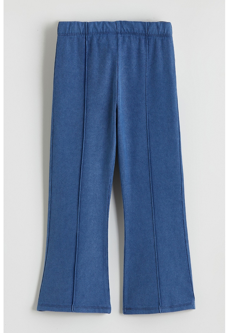 Pantaloni evazati cu talie elastica - Albastru