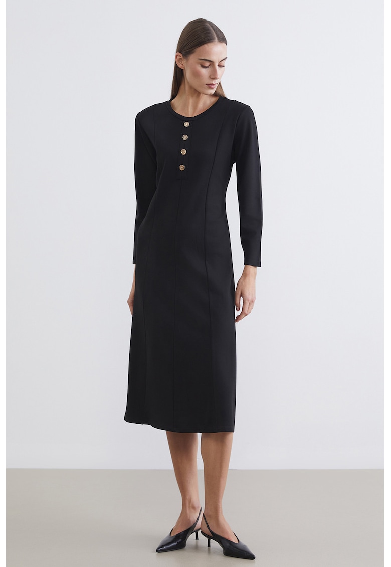 Rochie midi dreapta - Negru