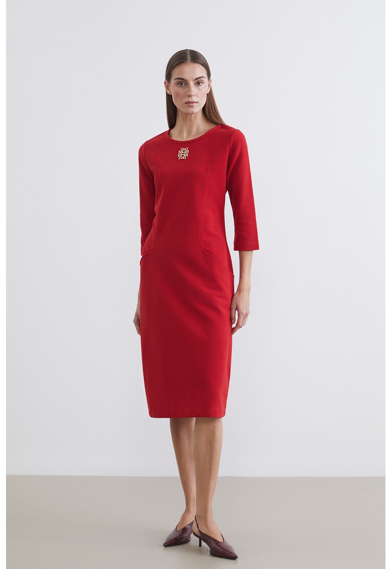 Rochie midi cu buzunare laterale - Rosu