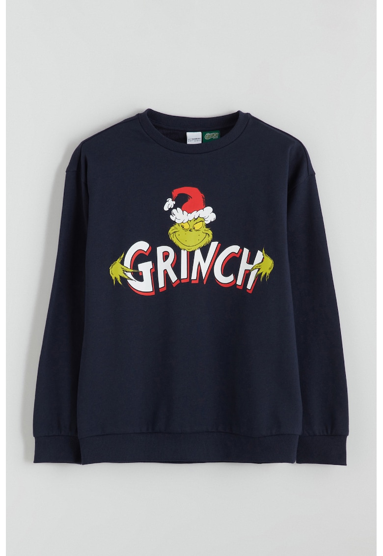 Bluza de trening cu imprimeu Grinch - Rosu/Alb/Bleumarin