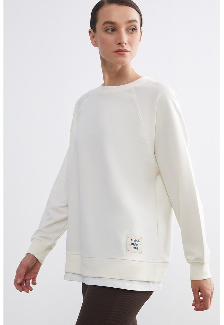 Bluza de trening cu maneci raglan - Alb fildes