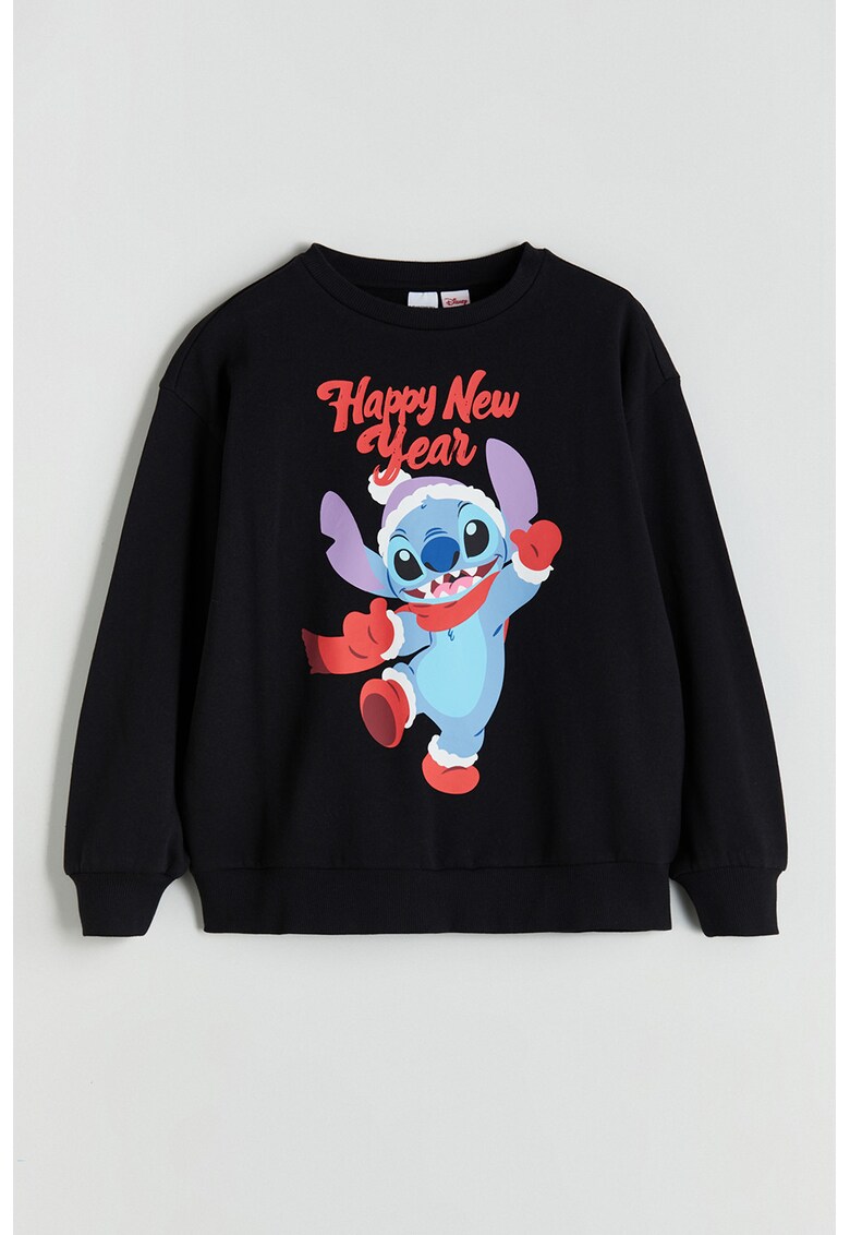 Bluza de trening cu imprimeu text si Stitch - Rosu/Negru/Albastru lavanda