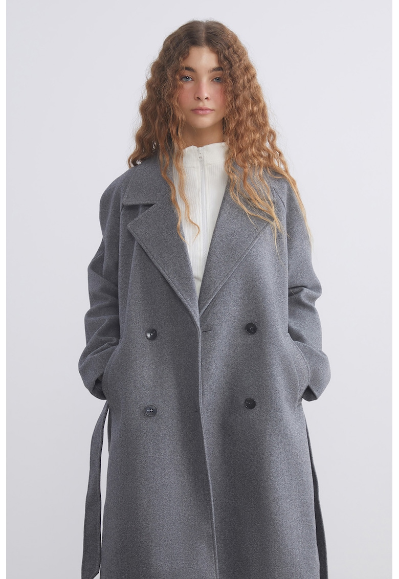 Palton lung cu talie ajustabila