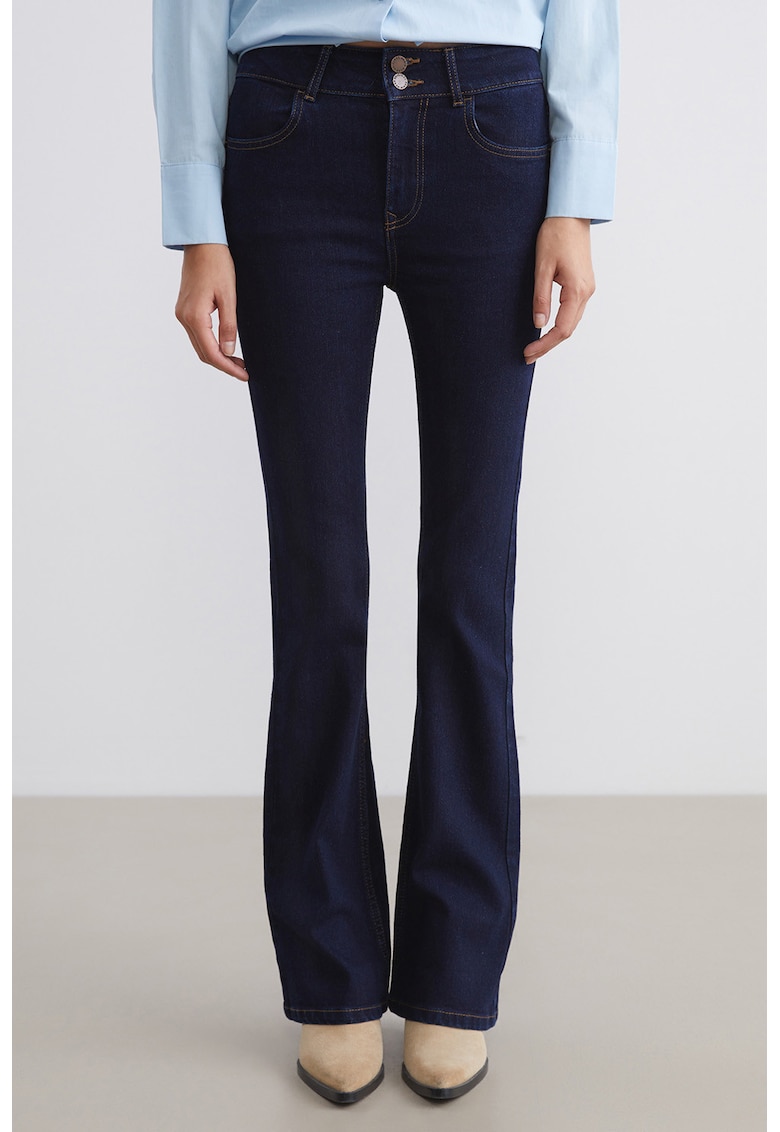 Blugi bootcut cu talie medie - Albastru ultramarin