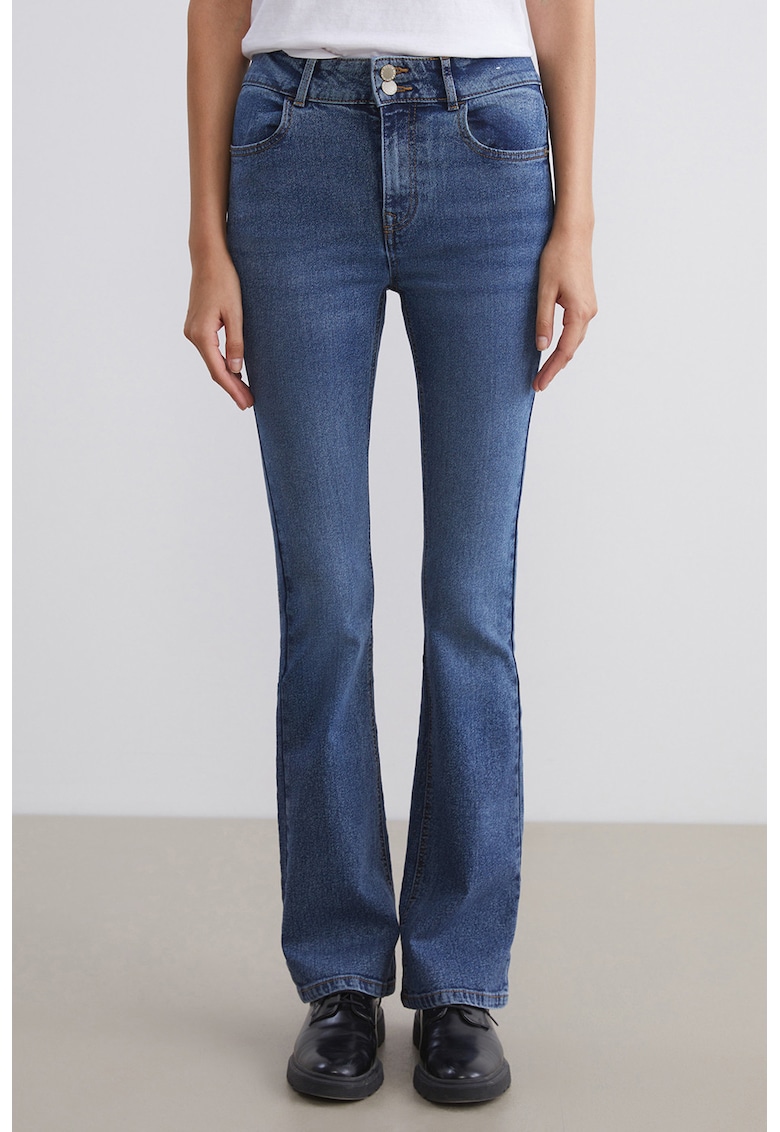 Blugi bootcut cu talie medie - Albastru