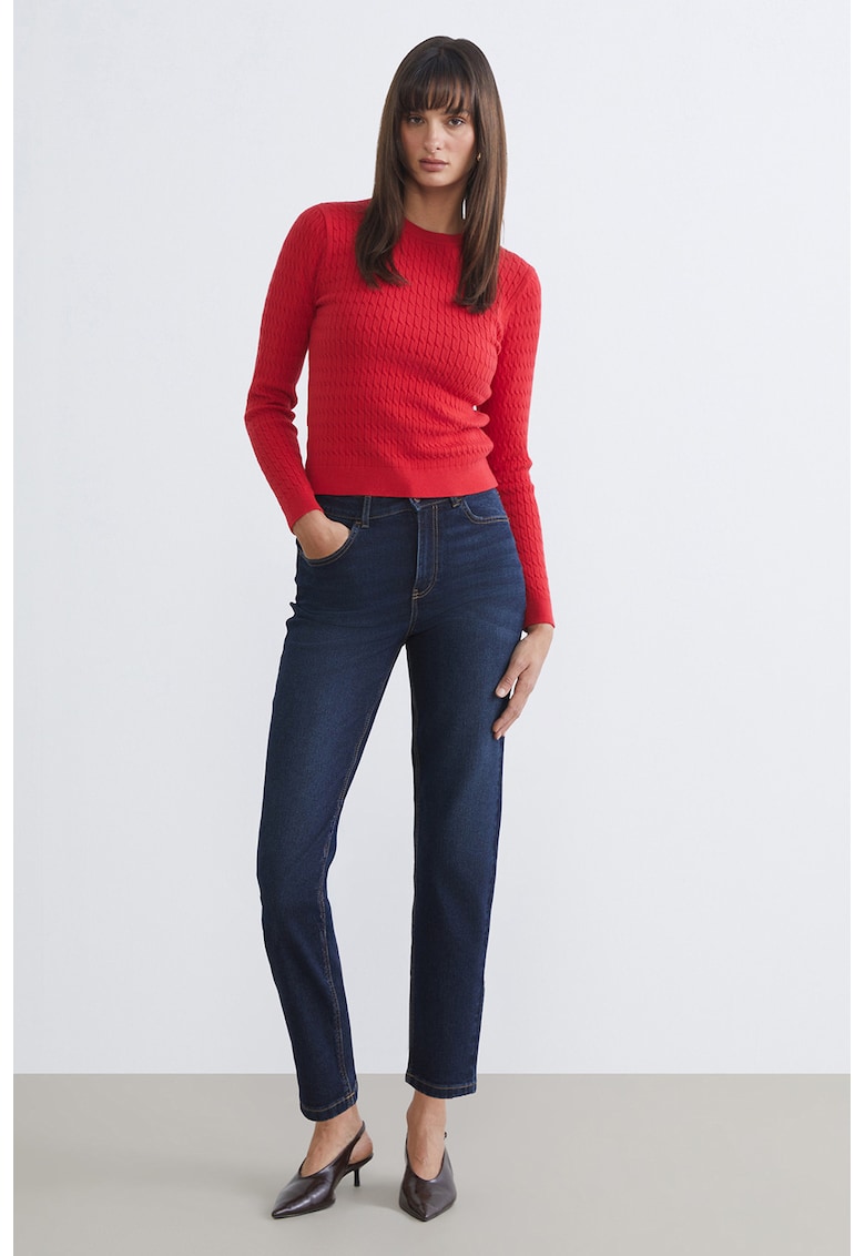 Blugi mom fit cu talie inalta - Bleumarin