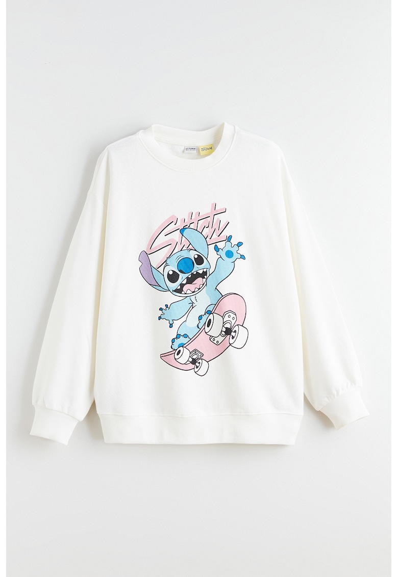 Bluza de trening cu imprimeu Stitch - Alb/Albastru/Roz