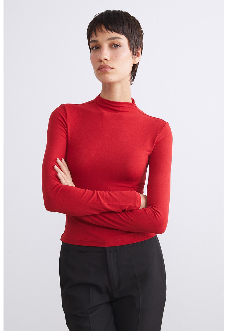 Bluza crop cu croiala slim-fit - Rosu