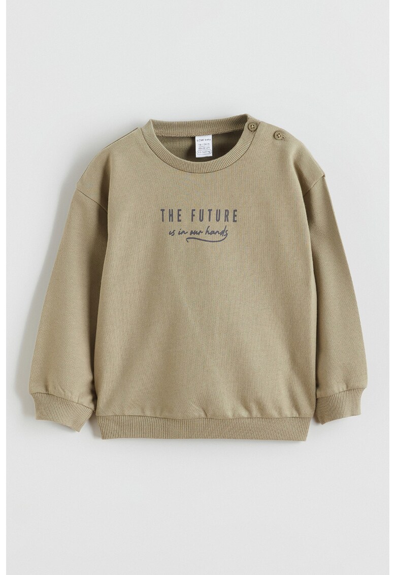 Bluza de trening cu imprimeu text - Maro camel