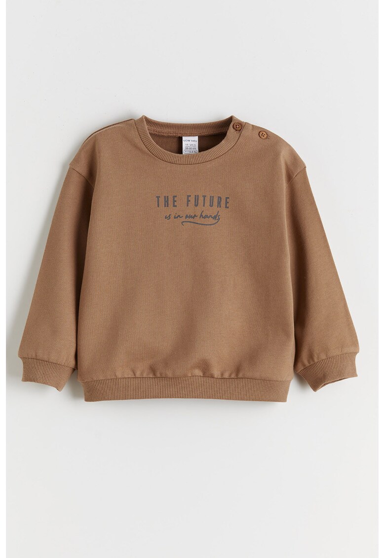 Bluza de trening cu imprimeu text - Maro